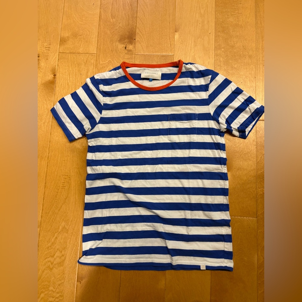SOLID & STRIPED Blue and White Striped Short Sleeve Tee